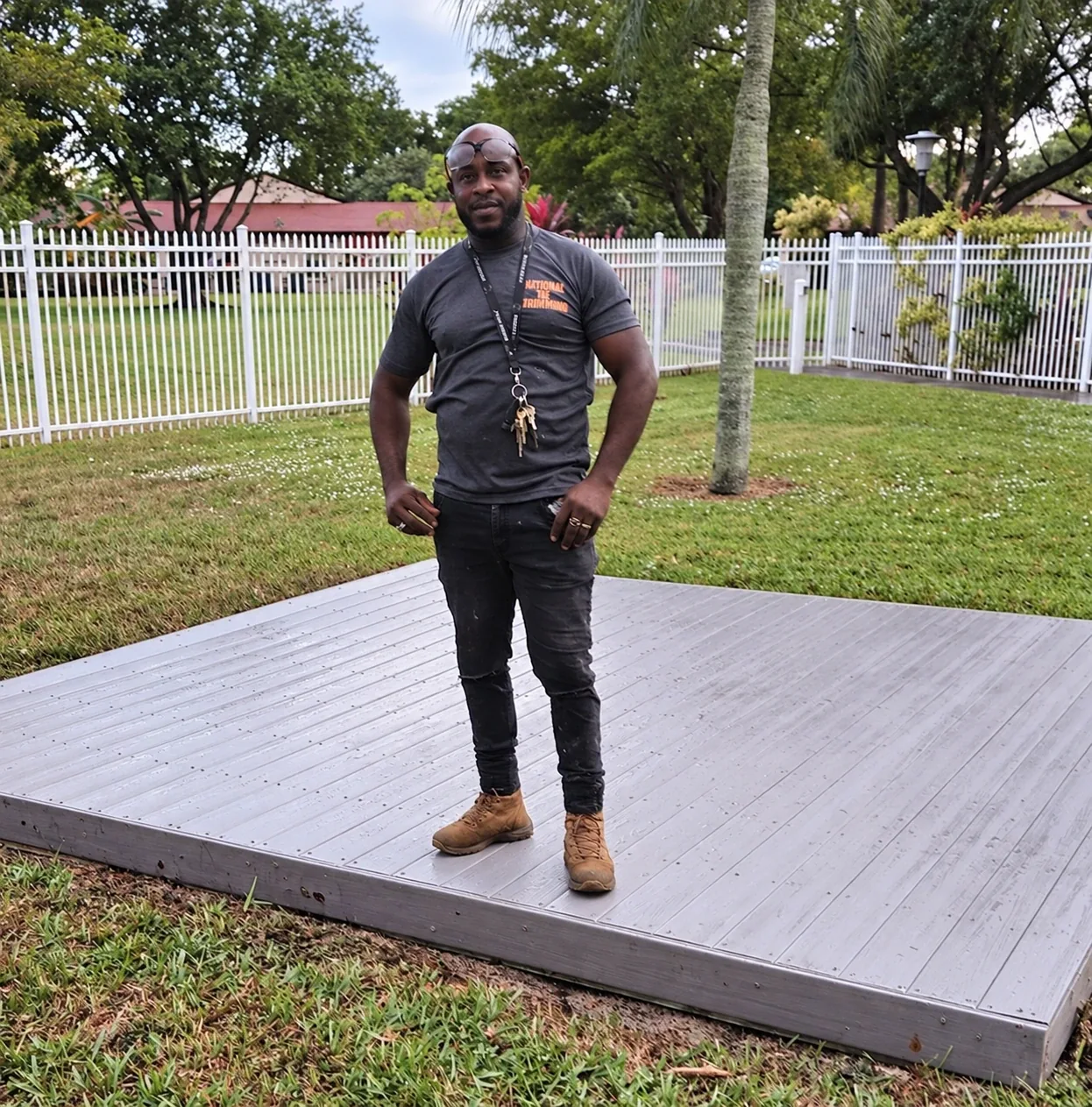 Reynold of N&R Skilled Service standing on an outdoor deck